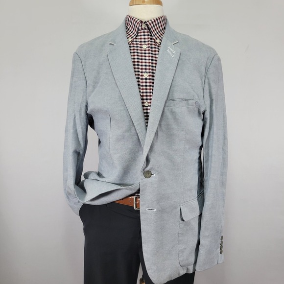 DKNY‎ Jeans Men's Sport Coat Blazer Two Button Blue Cotton Blend? Size XL